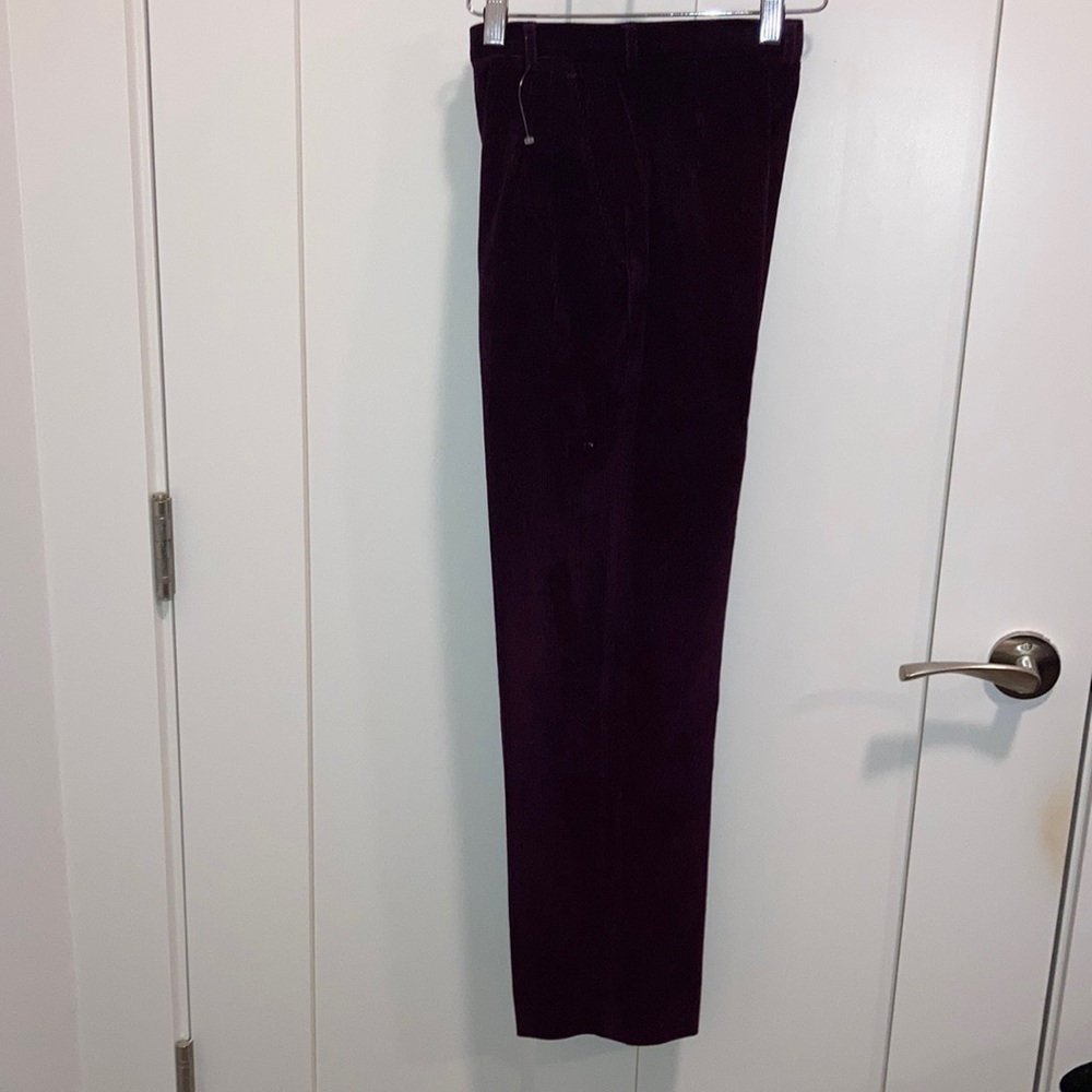 Petite wine corduroy pants. Allison Wood.